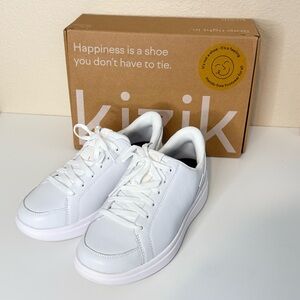 Kizik Sidney White Leather Lace-Up Sneakers Size 7 Wide
